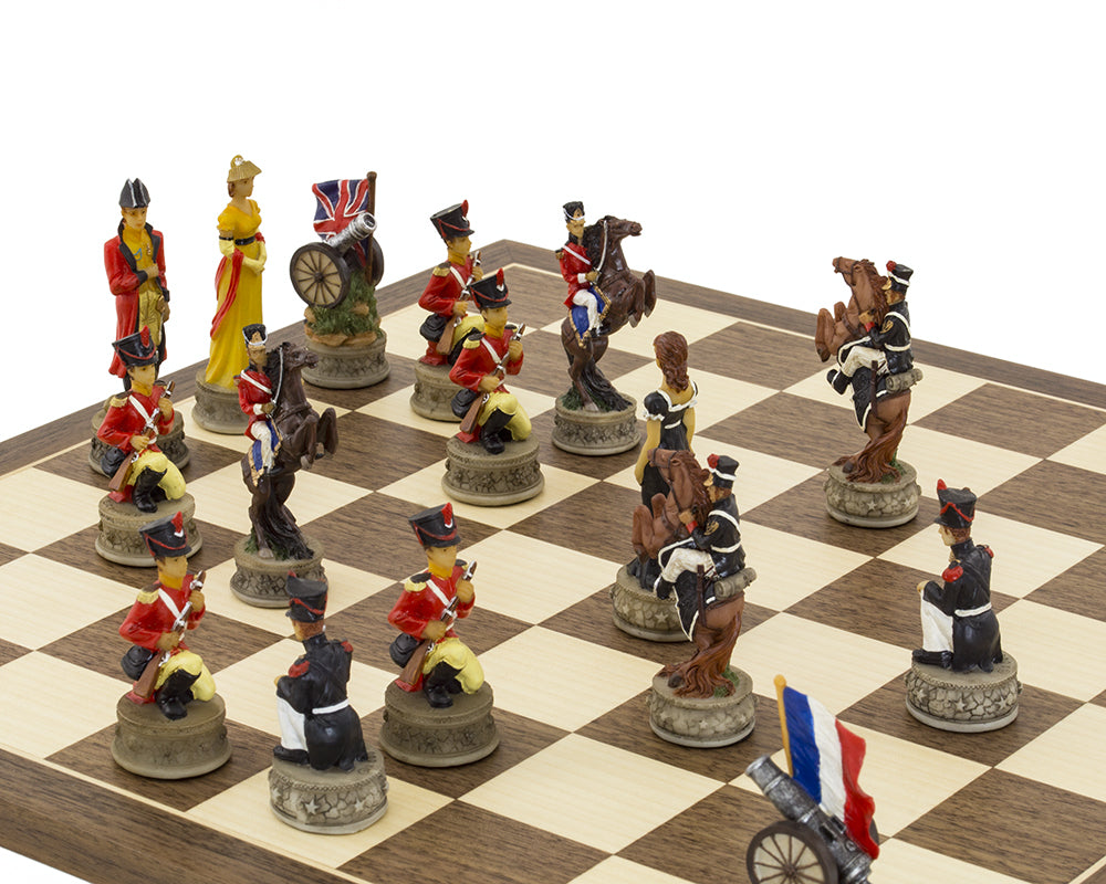 Schlacht von Waterloo Handbemaltes thematisches Schachspiel von Italfama