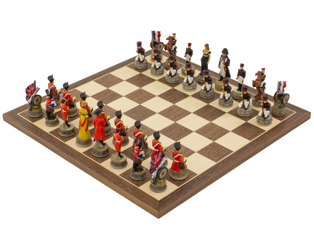 Die Schlacht von Waterloo – handbemaltes thematisches Schachset von Italfama