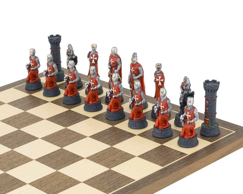 The Crusader Hand Painted Chess Set by Italfama on chessboard