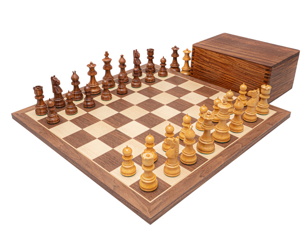 Das Opus Schachspiel aus Sheesham und Nussbaum mit Etui