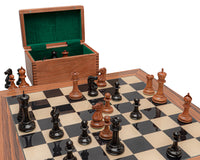 Reproduktion des Staunton-Schachsets von 1849 aus patiniertem Ebenholz und Palisander – Luxusausführung