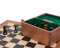 Reproduktion des Staunton-Schachsets von 1849 aus patiniertem Ebenholz und Palisander – Luxusausführung