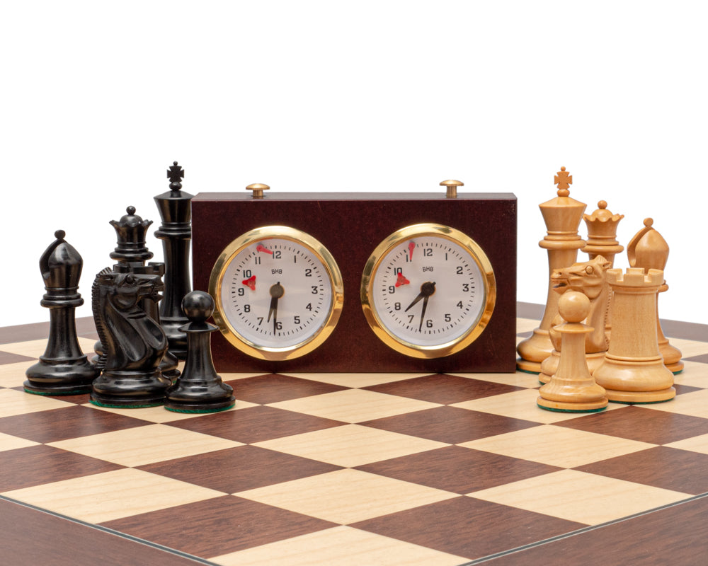 Die 1853 Paulsen Reproduktion Ebenholz und Montgoy Palisander Luxus-Schach-Set