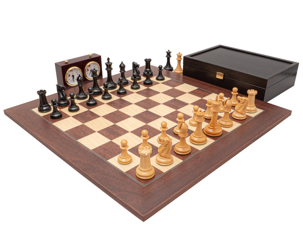 Die 1853 Paulsen Reproduktion Ebenholz und Montgoy Palisander Luxus-Schach-Set
