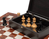 Highgrove Briarwood Luxury Chess Set with Ebonised Staunton Pieces on Italian Board with Chess Piece Case