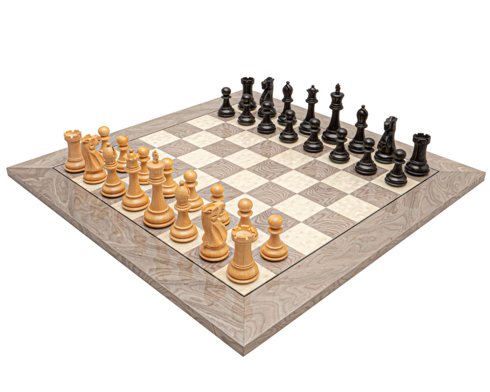 Das Victoria Schwarz und Grau Esche Wurzelholz Classic Schachspiel