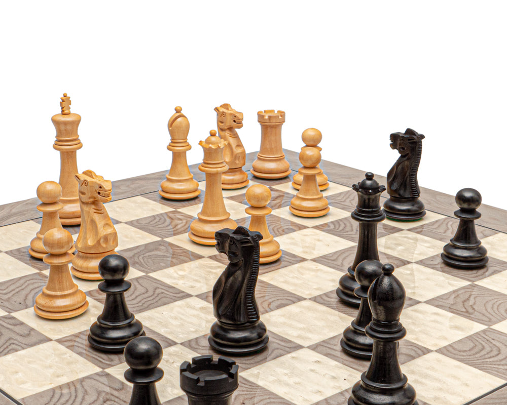 Das Victoria Schwarz und Grau Esche Wurzelholz Classic Schachspiel