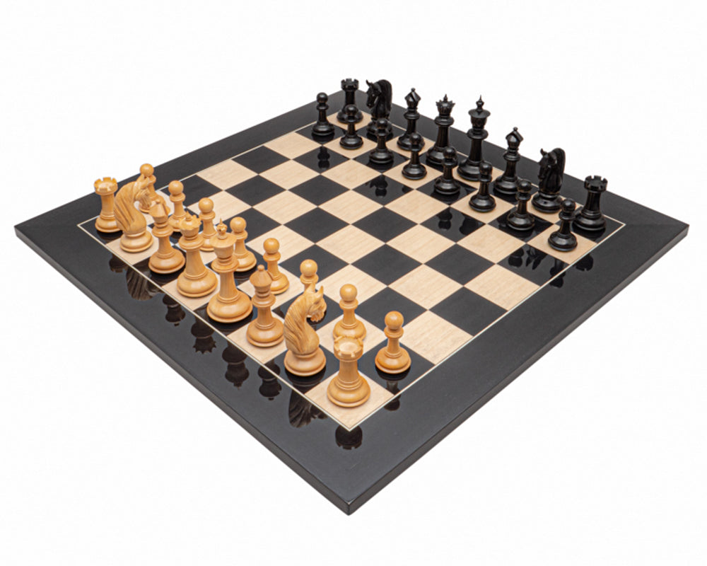 Blackburne Schachspiel aus Ebenholz und schwarzem Anegre