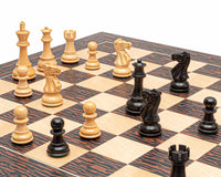 Klassisches Staunton-Schachset in Tiger-Ebenholz und Schwarz