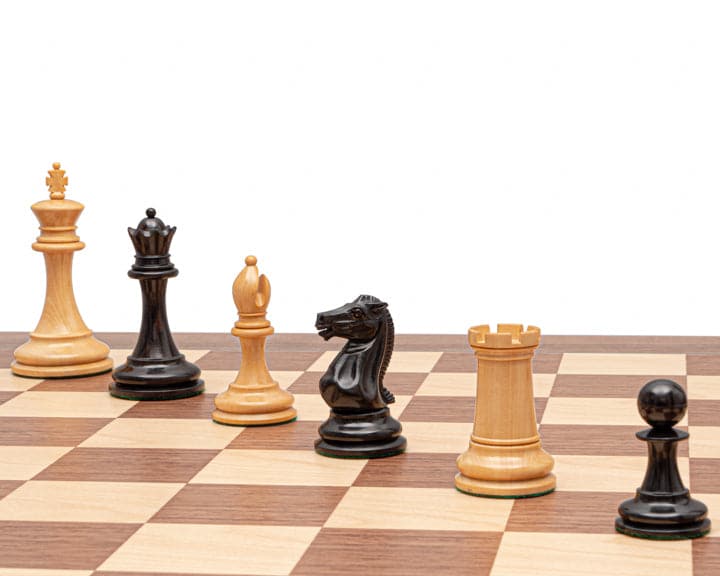 The Rochester Ebony and Walnut Grand Chess Set with Classic Staunton pieces on a 23.6-inch Spanish board.