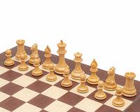 Luxury chess set featuring expertly carved pieces on a beautifully crafted board.