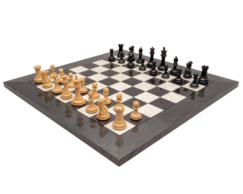 Das Sovereign Ebenholz und graues Bruyèreholz Luxus-Schach-Set