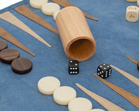 Manopoulos Veloursleder-Roll-Up-Reise-Backgammon-Set – RAF Blue
