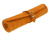 Manopoulos Reise-Backgammon-Set aus Wildleder zum Aufrollen - Zimt