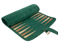 Manopoulos Wildleder-Roll-Up Reise-Backgammon-Set – Grün
