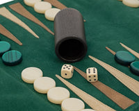Manopoulos Wildleder-Roll-Up Reise-Backgammon-Set – Grün