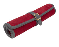 Manopoulos Wildleder-Roll-Up Reise-Backgammon-Set – Bordeaux