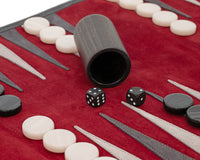 Manopoulos Wildleder-Roll-Up Reise-Backgammon-Set – Bordeaux