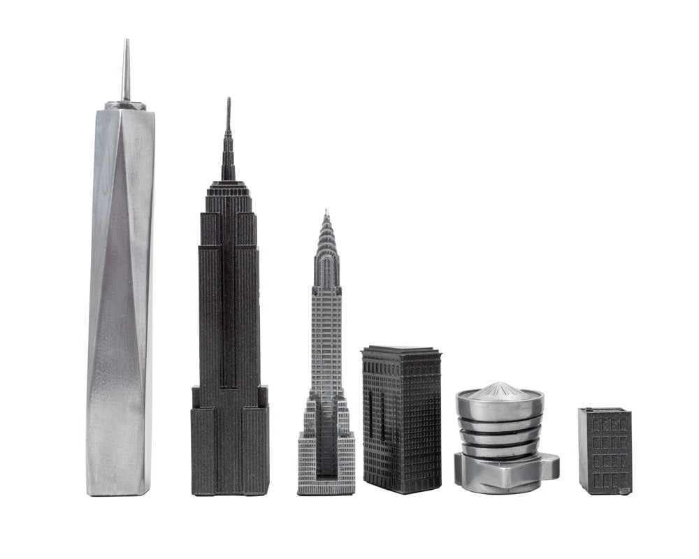 Skyline Premium Schachfiguren aus Metall – New York Edition