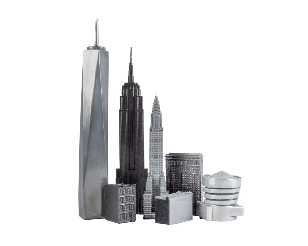 Skyline Premium Schachfiguren aus Metall – New York Edition