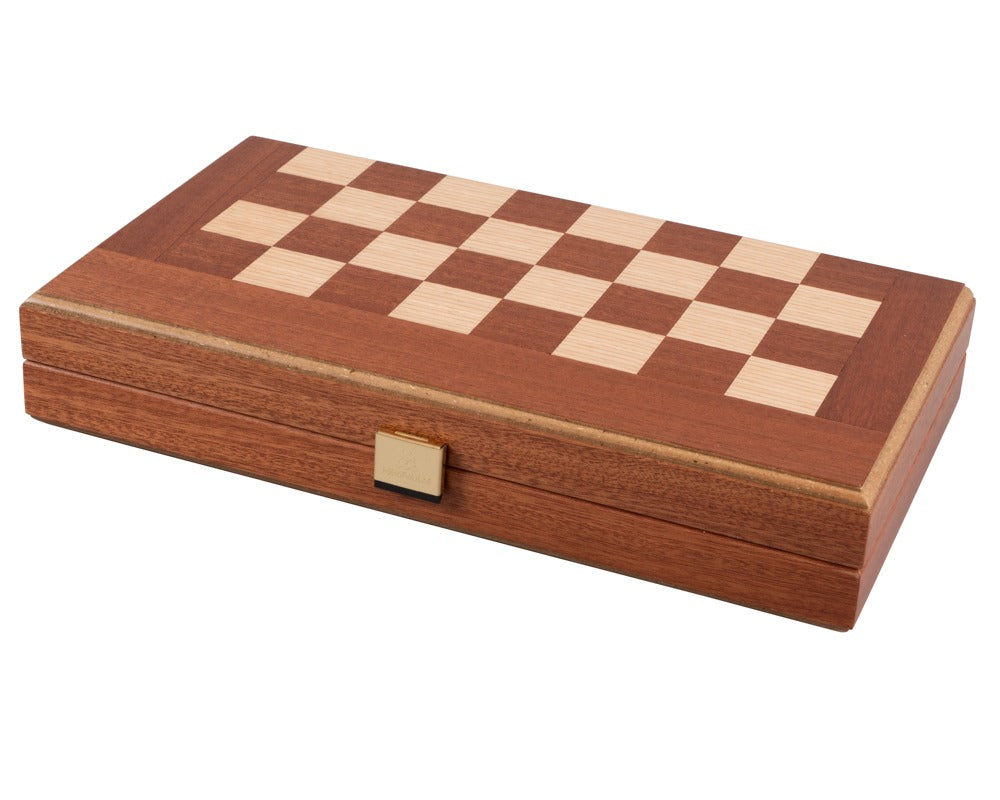 Mahagoni Kombination Backgammon und Schach Set - Reisegröße - mit deluxe Philos Tassen