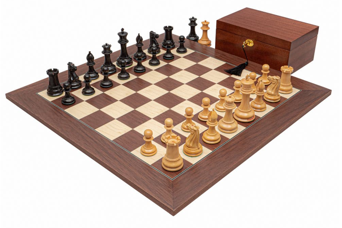 Die 1853 Paulsen Reproduktion Ebenholz und Montgoy Palisander Luxus-Schach-Set